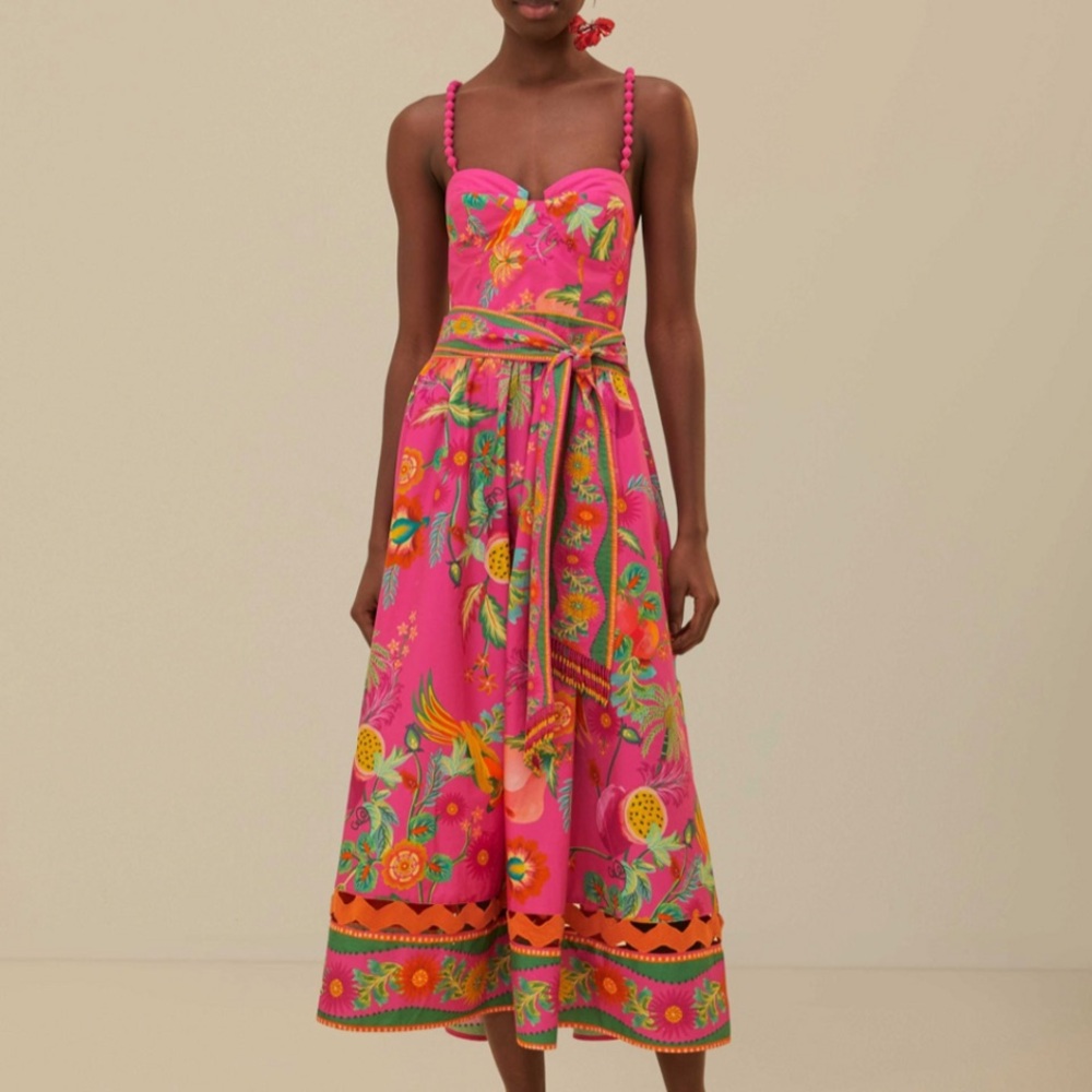 Farm Rio Vibrant Pink Floral Maxi Dress